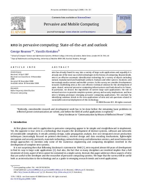 rfid in pervasive computing: State